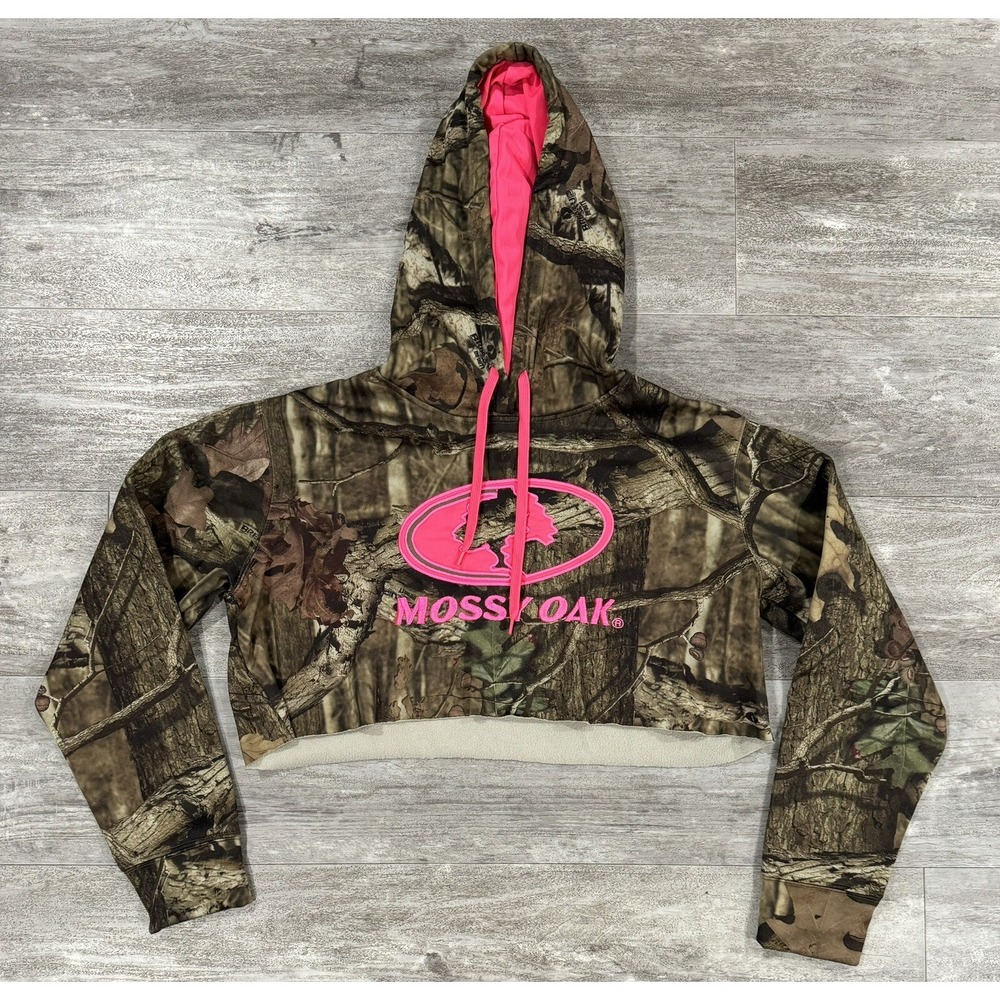 Mossy Oak Break-Up Infinity Girls Camo Pullover Cut Off Hoodie Size 12-14